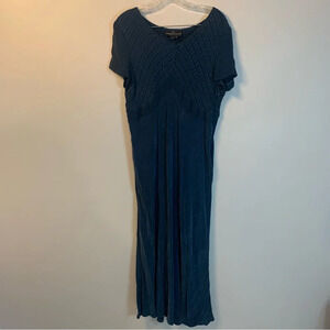 Carole Little Viscose  Rayon Blue Short Sleeve Midi Dress 14